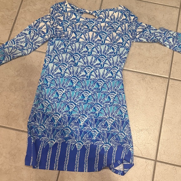 Lilly Pulitzer Blue and White Palm Print Dress - Picture 1 of 3